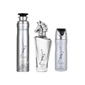 SET LATTAFA MAAHIR LEGACY MEN (3 PIEZAS) 3.4 OZ EDP / 6.8 OZ PERFUME SPY / 1.7 OZ BRUMA PARA EL CABELLO