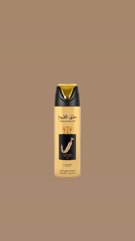 12 X PACK Body Spray ISHQ AL SHUYUK GOLD 200ML By LATTAFA