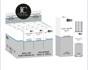 12 PIECES EASY MIAMI MEN 12 ML ROLL ON