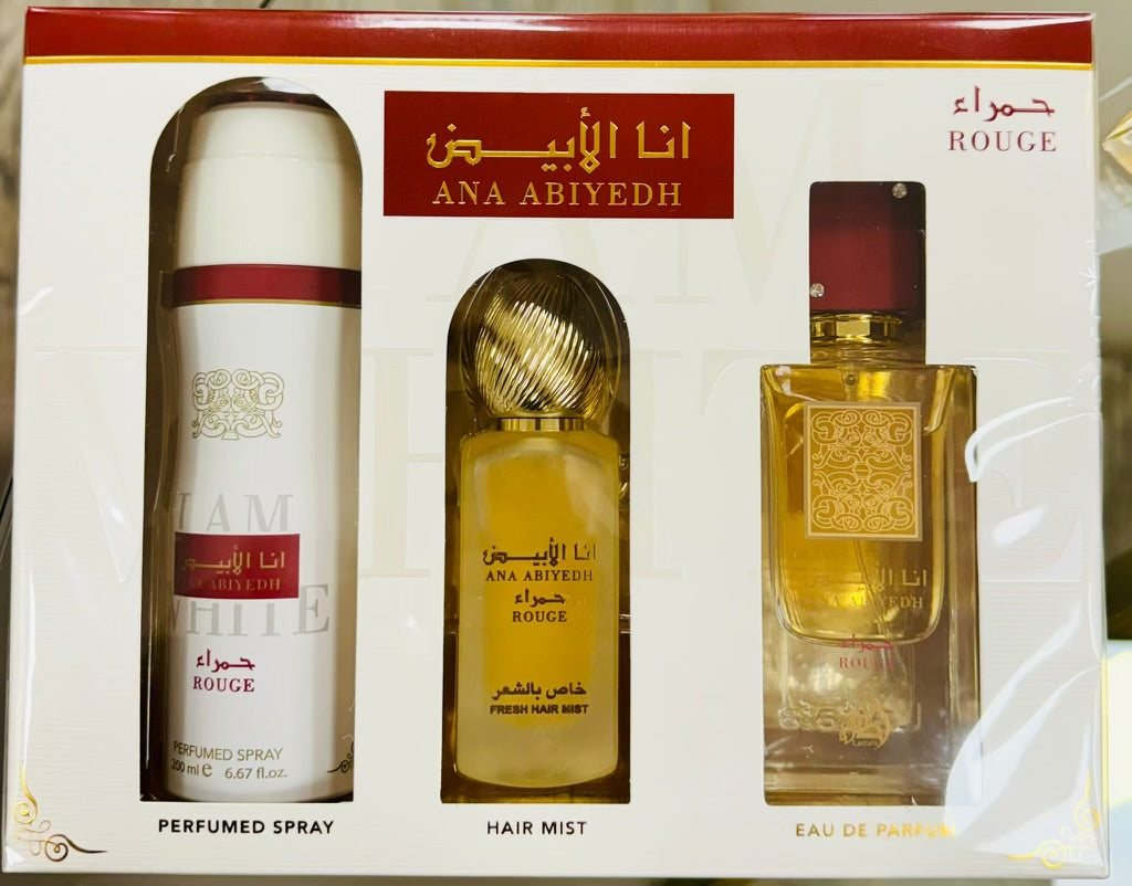 SET LATTAFA ANA ABIYDEH UNISEX ( 3 PC) 3.4 OZ EDP / 6.8 OZ PERFUME SPY / 1.7 OZ HAIRMIST