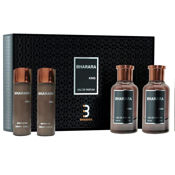 Bharara King Gift Set 4 Pcs For Men EDP 3.3 oz + After Shave + Lotion + Gel