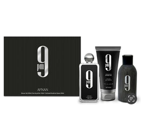 AFNAN 9PM MEN 4PC SET 3.4 EDP SPRAY / 3.4 S.GEL / 3.4 BL / 5.0 BODY MIST